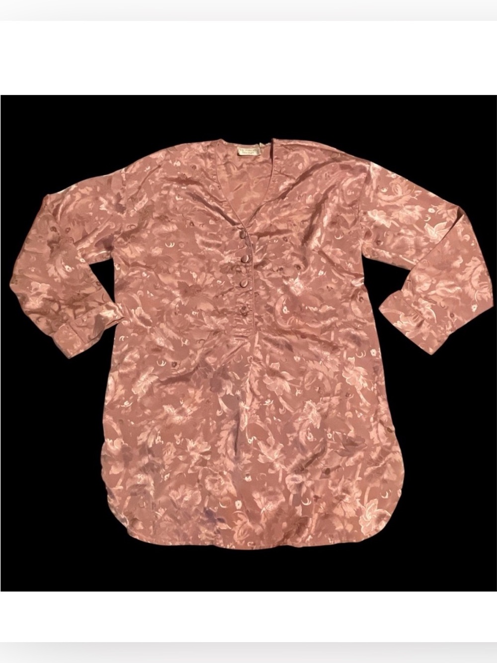 Vintage Victoria's Secret Gold Label Pink Jacquard Satin sleep shirt Gown Small - Picture 9 of 9